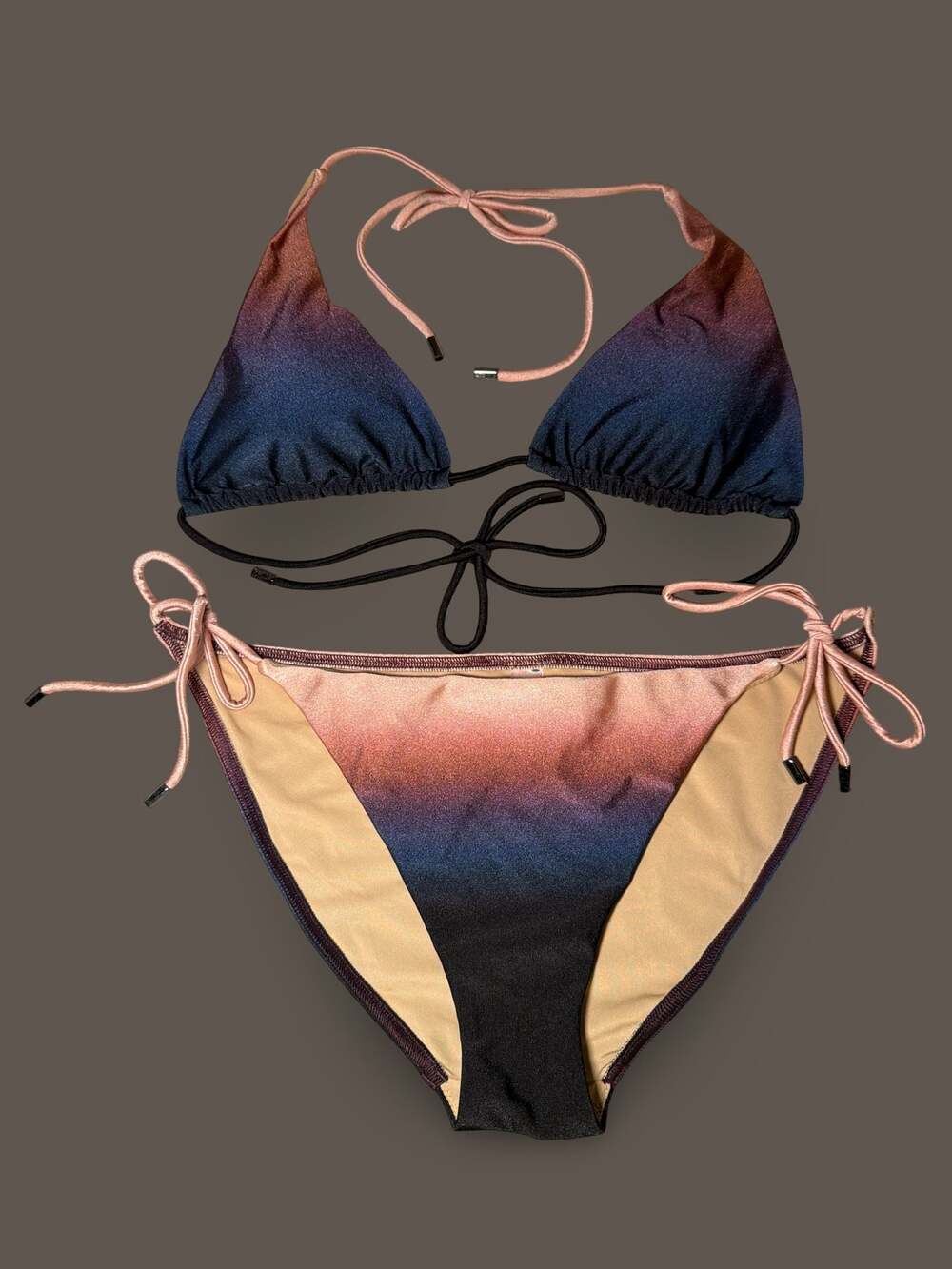 Victoria's Secret Ombre Metallic Triangle Bikini Set Size L